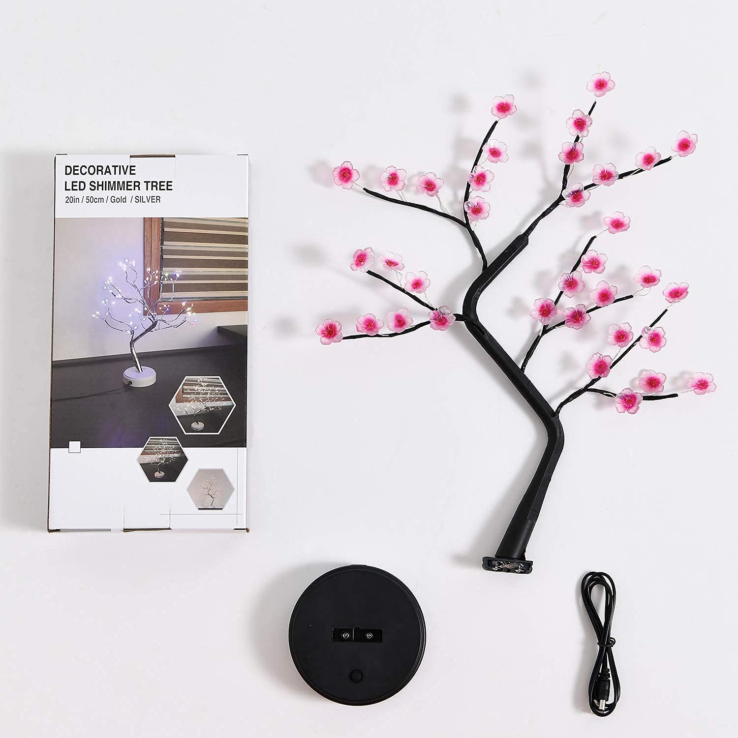LAMPARA MESA ARBOL FLORES CEREZO BONSAI ILUMUNACION JER - 4