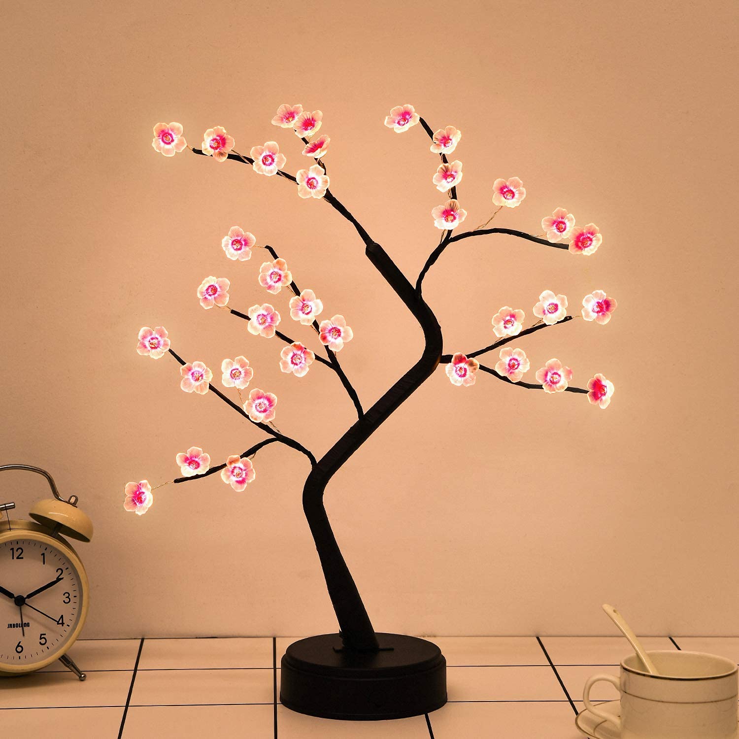 LAMPARA MESA ARBOL FLORES CEREZO BONSAI ILUMUNACION JER - 5