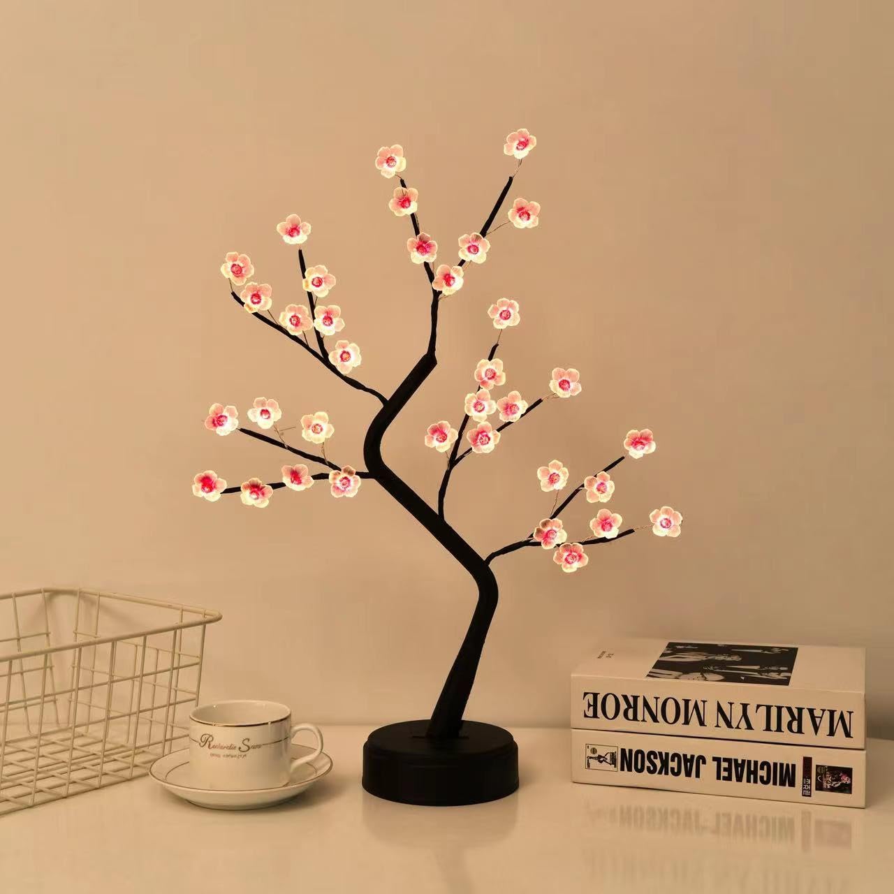 LAMPARA MESA ARBOL FLORES CEREZO BONSAI ILUMUNACION JER - 9