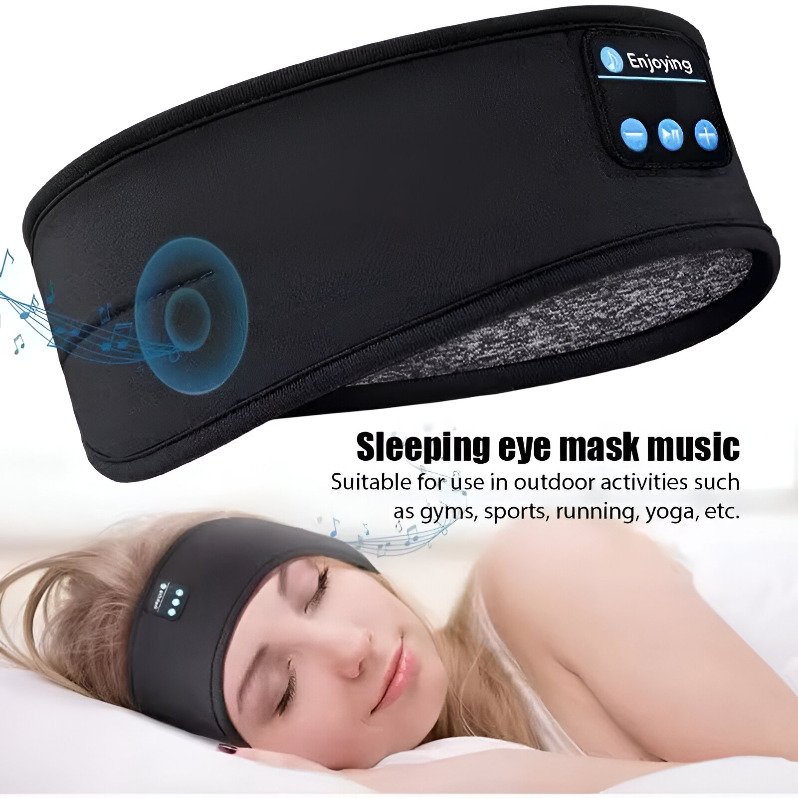 ANTIFAZ DORMIR AUDIFONOS BLUETOOTH DEPORTE SUAVE BANDA JER - 3