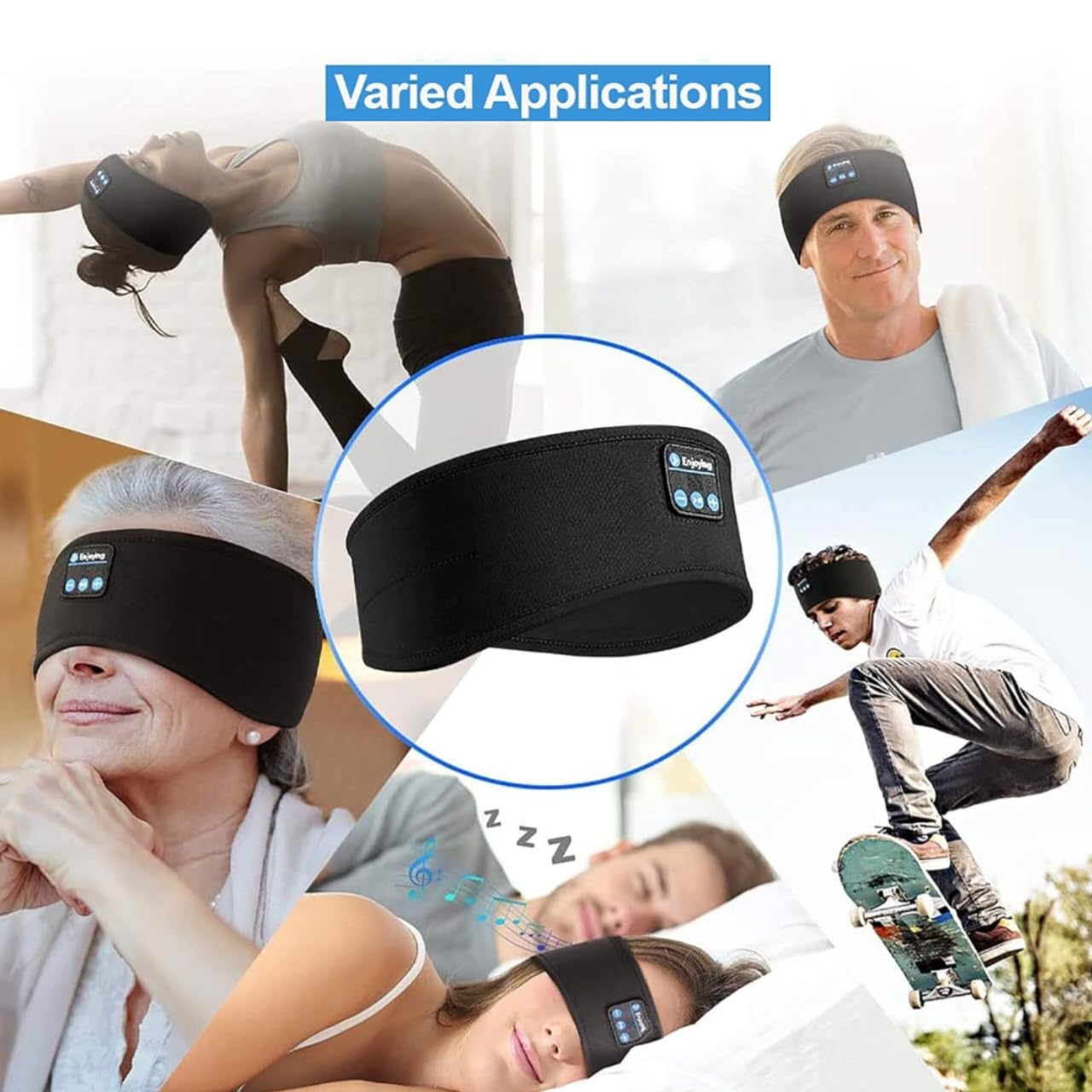 ANTIFAZ DORMIR AUDIFONOS BLUETOOTH DEPORTE SUAVE BANDA JER - 4