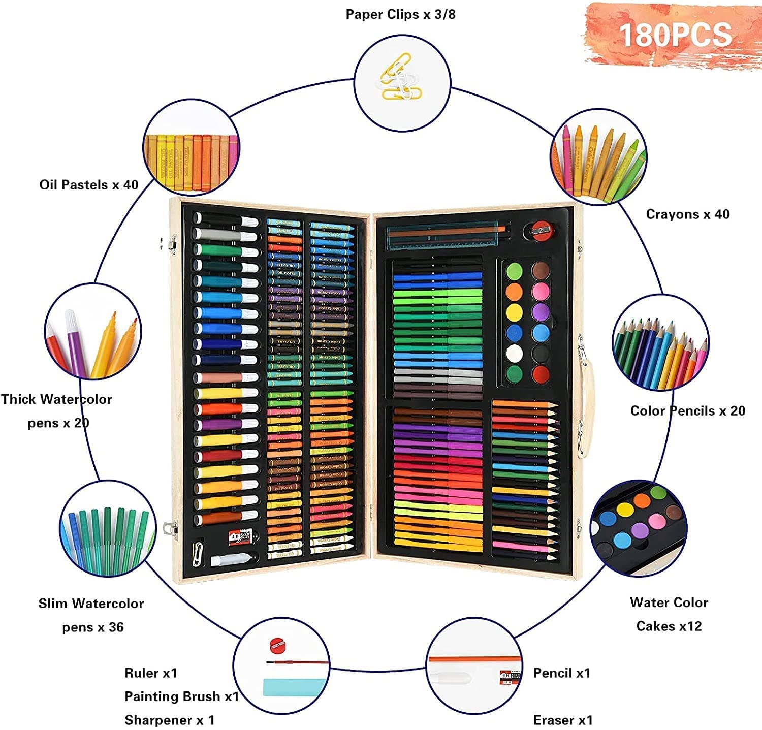 SET COLORES ARTE 180 PIEZAS IDEAL DIBUJAR CREATIVIDAD JER - 8