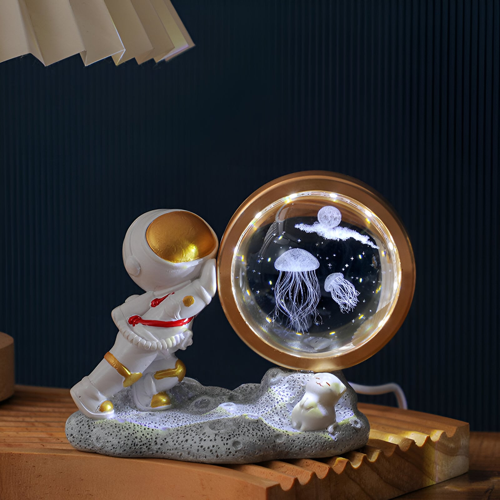 LAMPARA MESA BOLA CRISTAL DISEÑO 3D VIAJE ESTRELLAS JER - 7