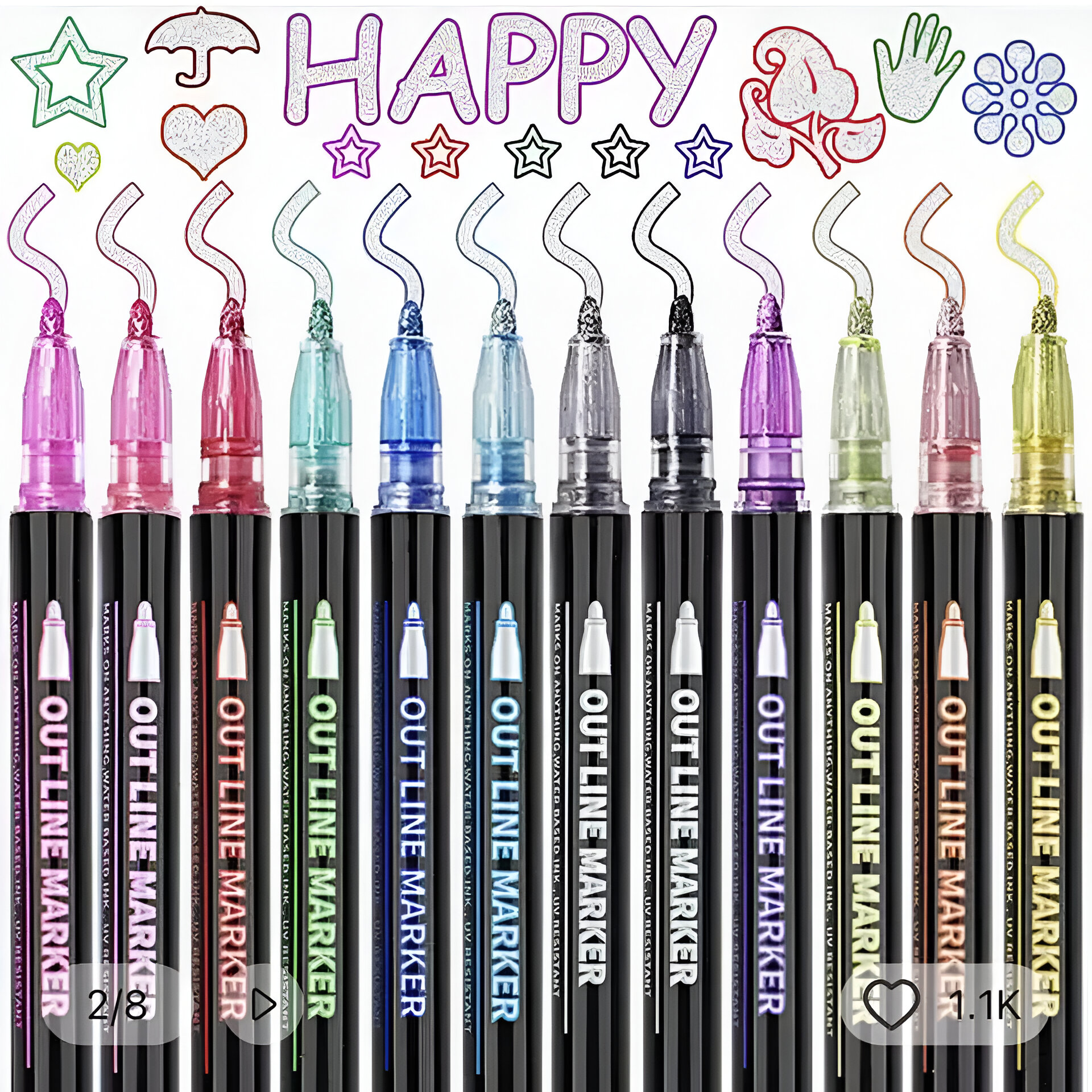 MARCADORES GEL DOBLE LINEA 36 PIEZAS EFECTO BRILLANTE LAU - 9