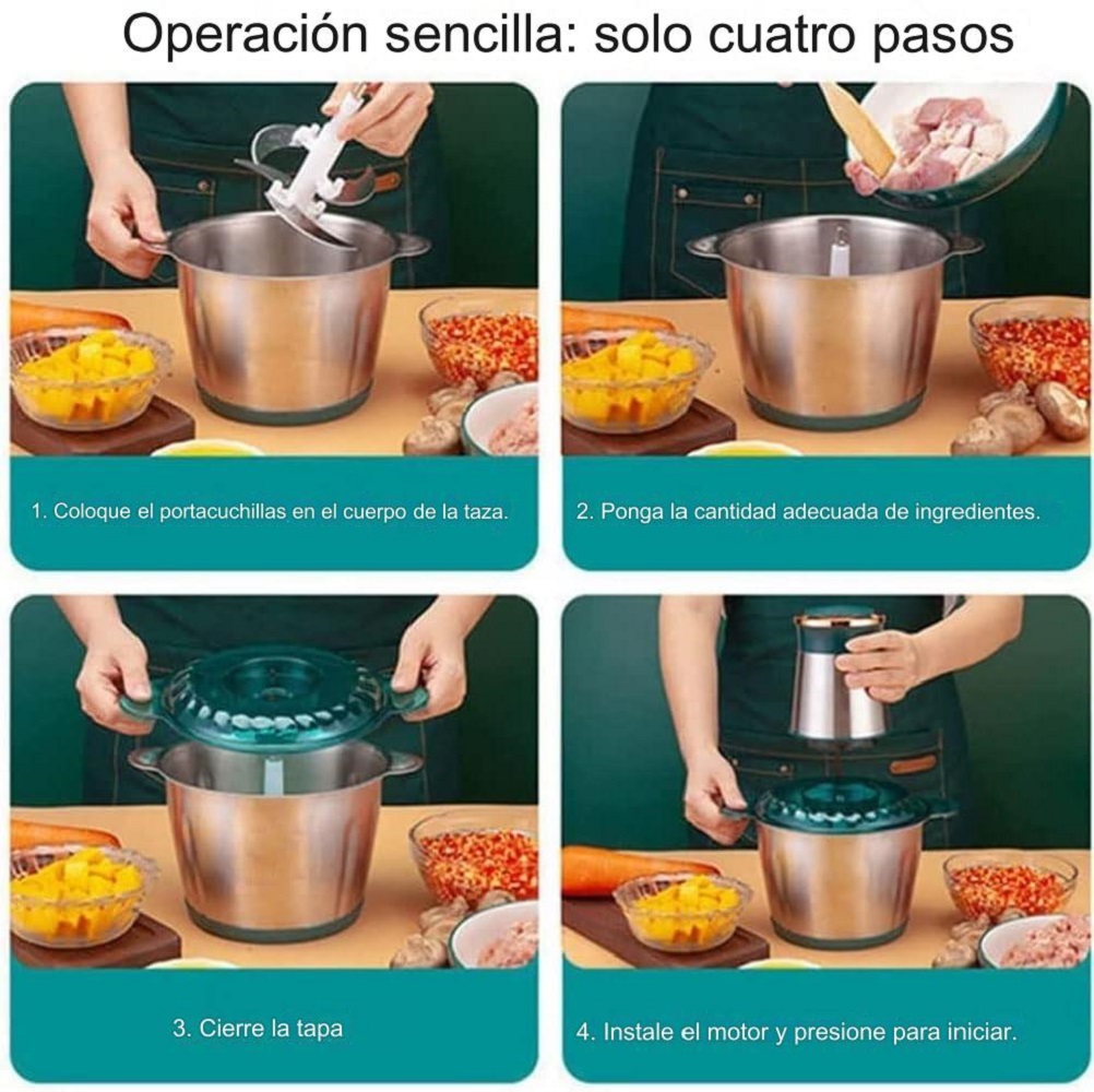 PROCESADOR ALIMENTOS 2L PICADORA TAZON FRUTAS CARNE LAU - 5