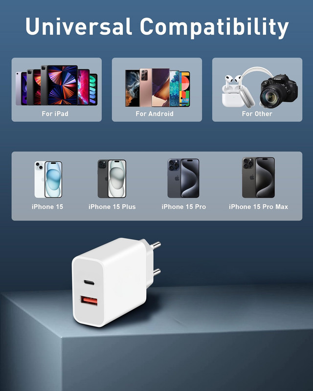 SET 2 CARGADOR ADAPTADOR USB-A USB-C CARGA RAPIDA LAU - 5