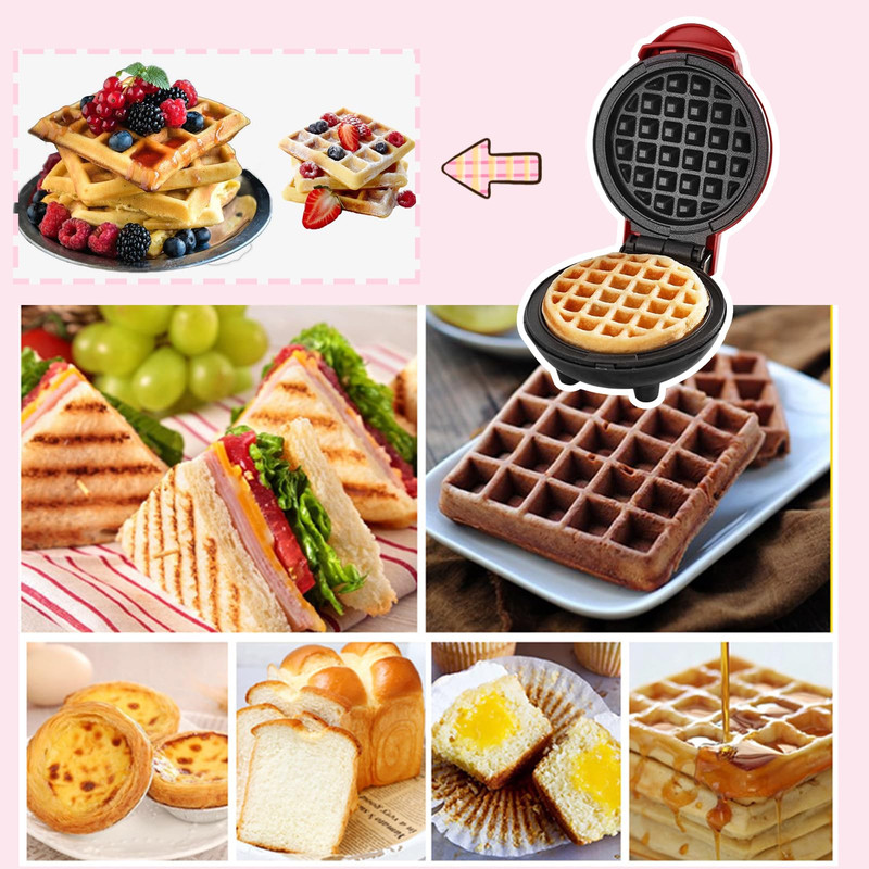 WAFFLERA MINI GOFRES MINI PLANCHA ANTIADHERENTE COCINA LAU - 5