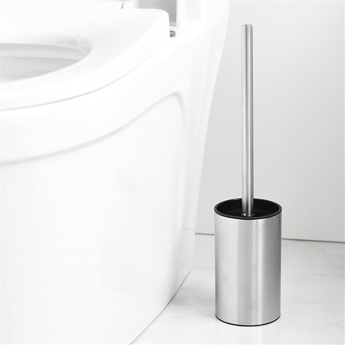ESCOBILLA INODORO REDONDO CROMADO ACERO INOXIDABLE BAÑO - 4