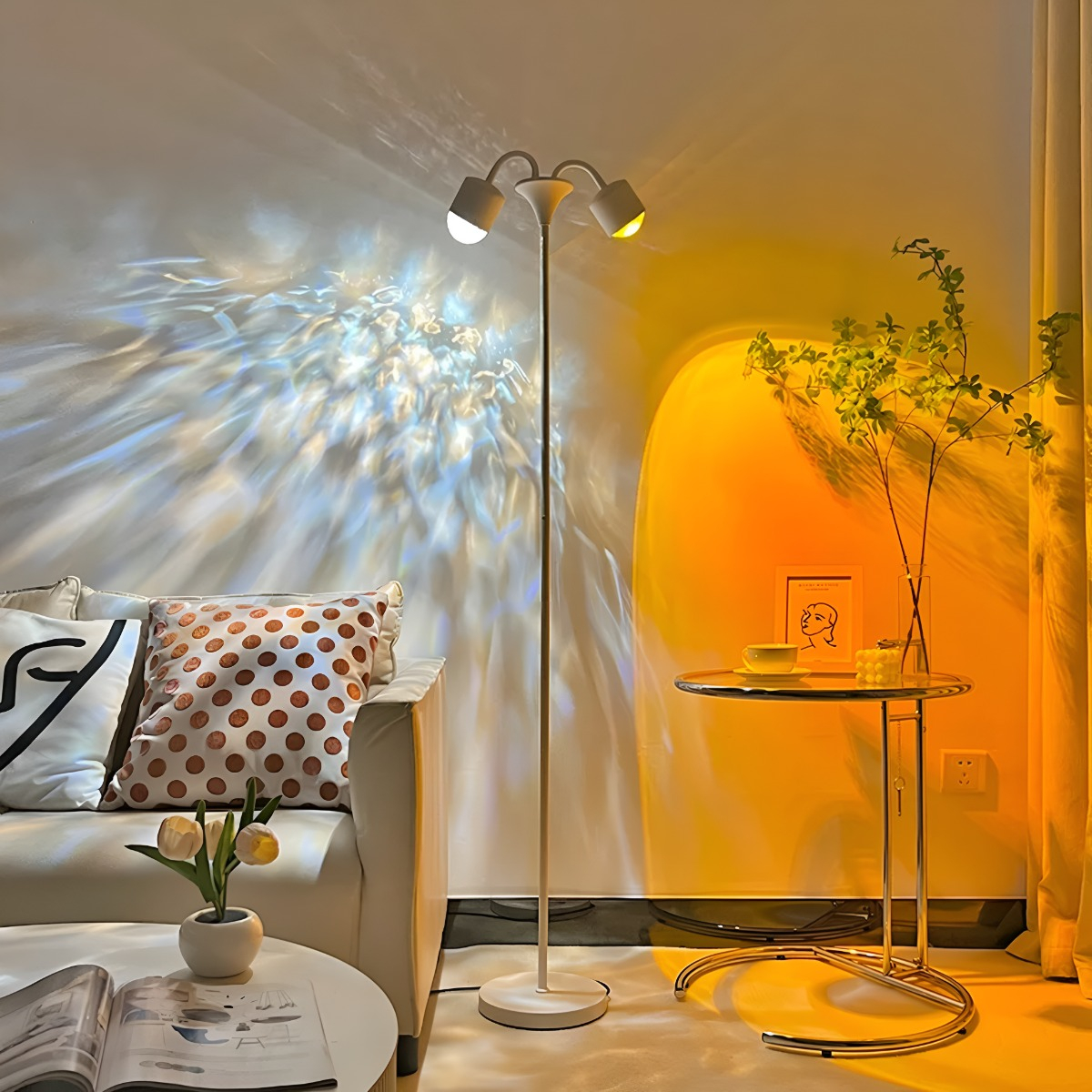LÁMPARA PIE AJUSTABLE LED ONDAS DINÁMICAS DOBLE CABEZAL - 7