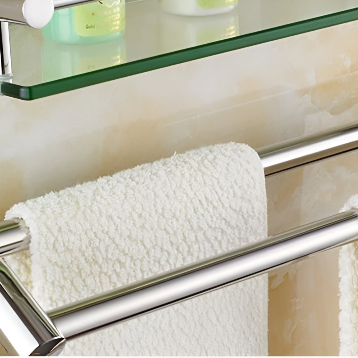 ESTANTE ORGANIZADOR BAÑO TOALLERO ACERO INOXIDABLE VIDRIO - 8