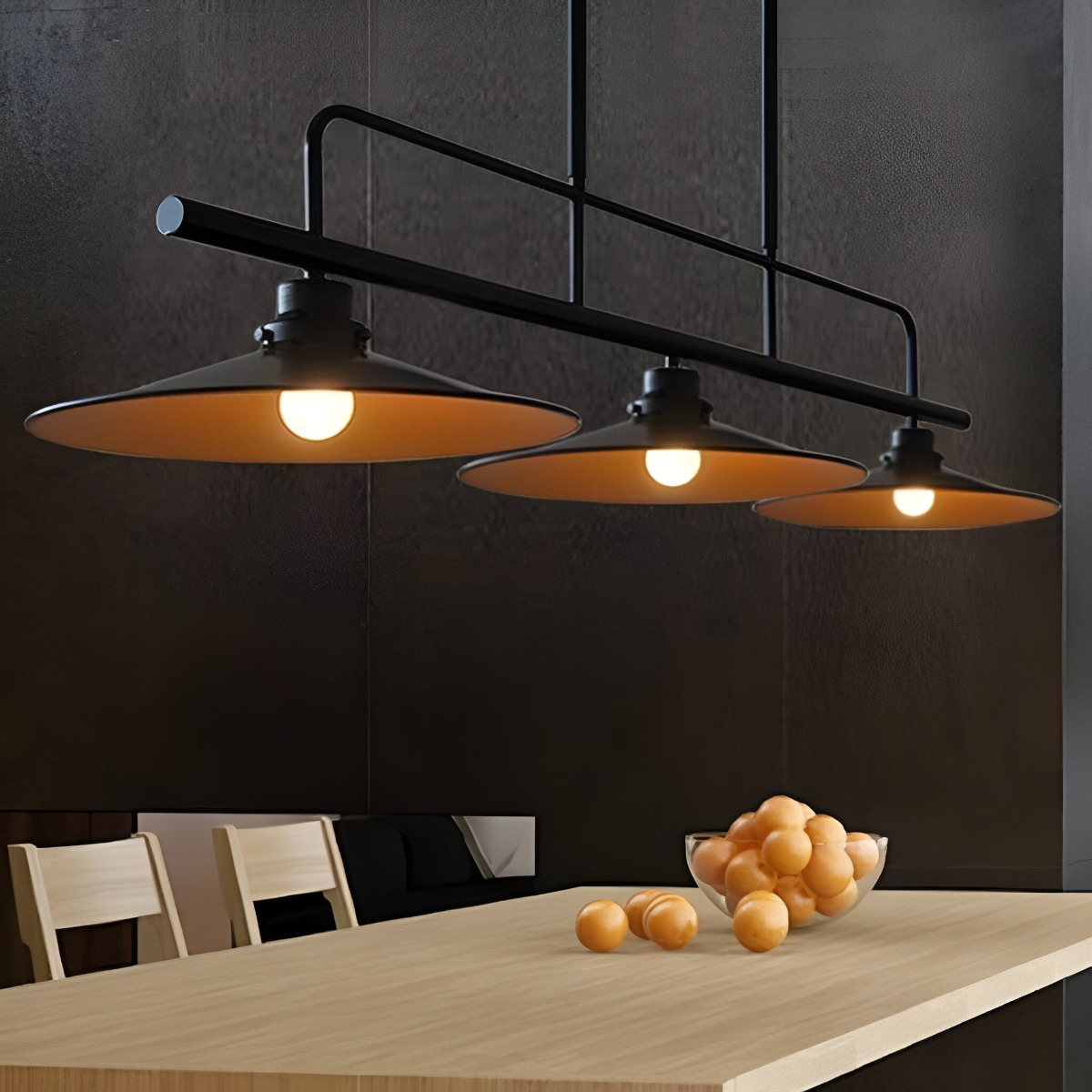 LÁMPARA COLGANTE VINTAGE CAMPANAS NEGRAS LED TRIPLE CABEZAL - 4