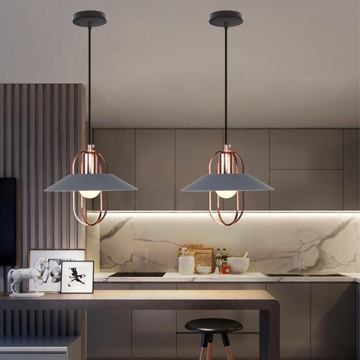LÁMPARA COLGANTE ESTILO MINIMALISTA MODERNO TECHO ALTO - 6