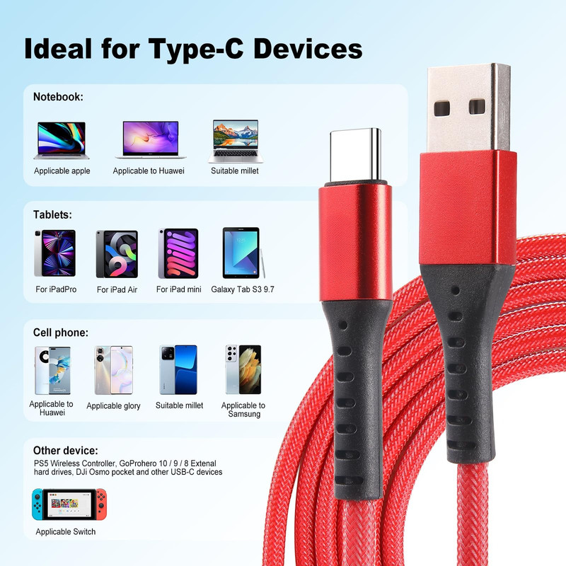 SET 4 CABLES USB A TO C CARGA RAPIDA DATOS CELULARES LAU - 3