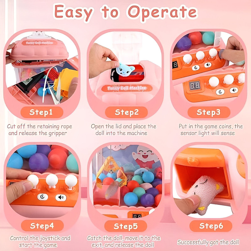 JUGUETE INTERACTIVO ZZKKO GARRA MAQUINA CATCH DOLL MACHINE NIÑOS DIVERSION LAU MULTICOLOR - 7