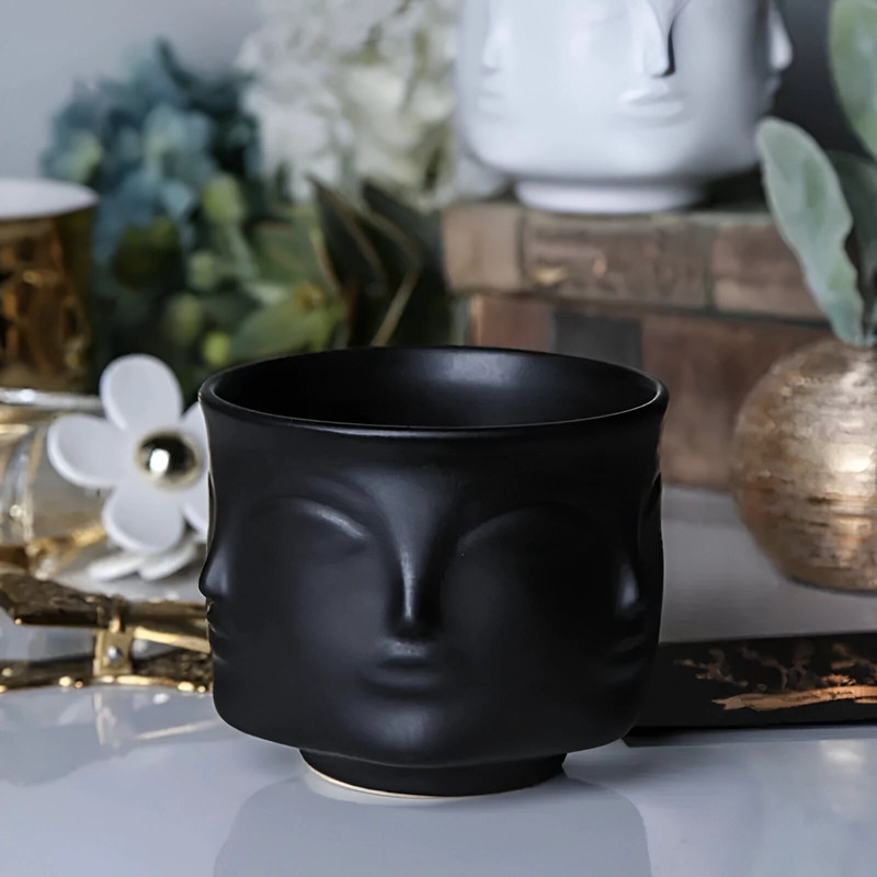 MACETA PLANTAS CACTUS CERAMICA FORMA CARA DECORATIVO LAU - 8
