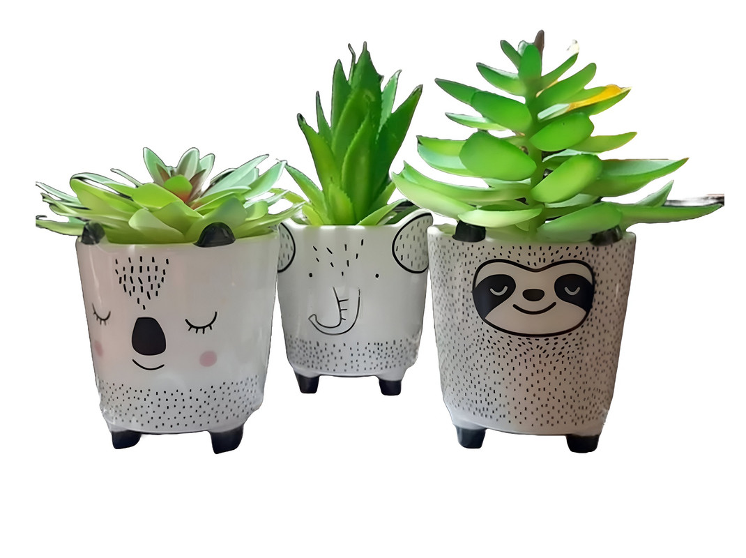 SET 2 MACETAS PEQUEÑAS PLANTAS CACTUS DECORACION HOGAR LAU - 3