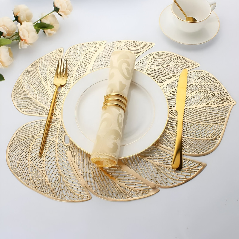 SET 8 INDIVIDUALES BLIZ MANTEL HOJA HUECA COMEDOR COCINA LAU - 8