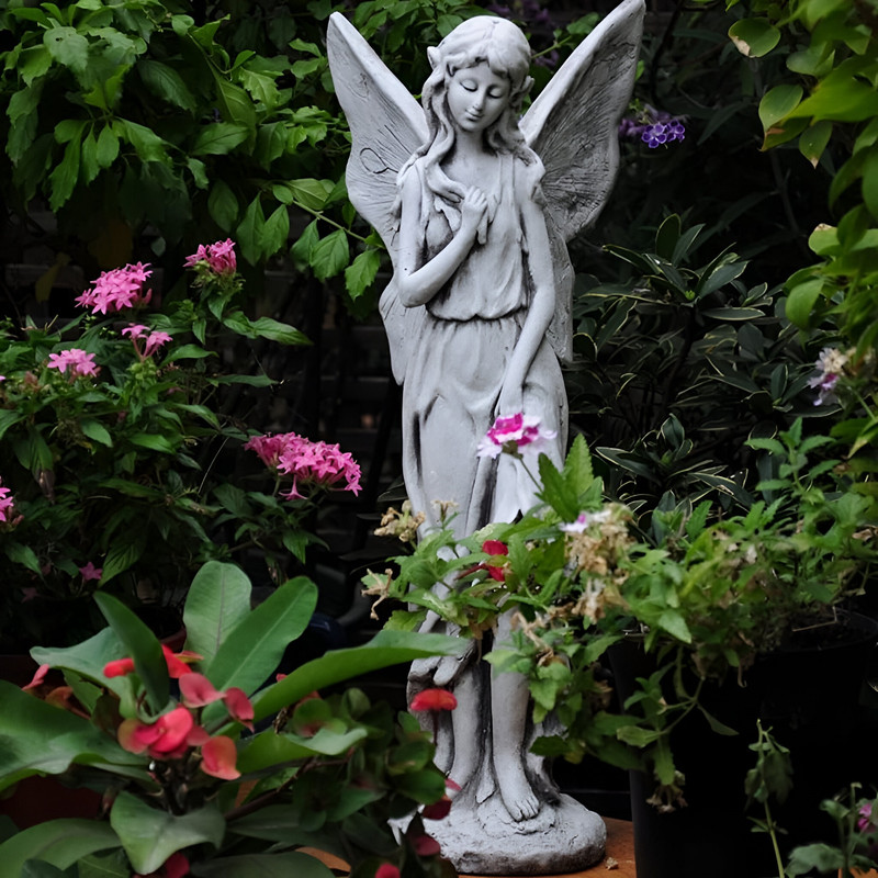 ESTATUA ESCULTURAL ANGEL JARDIN DECORACION ADORNO LAU - 6
