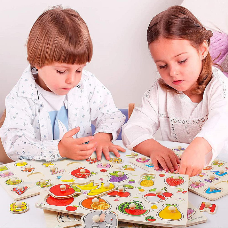 SET 4 ROMPECABEZA MADERA ZZKKO MULTICOLOR DESARROLLO COGNITIVO MOTRIZ NIÑO LA - 4