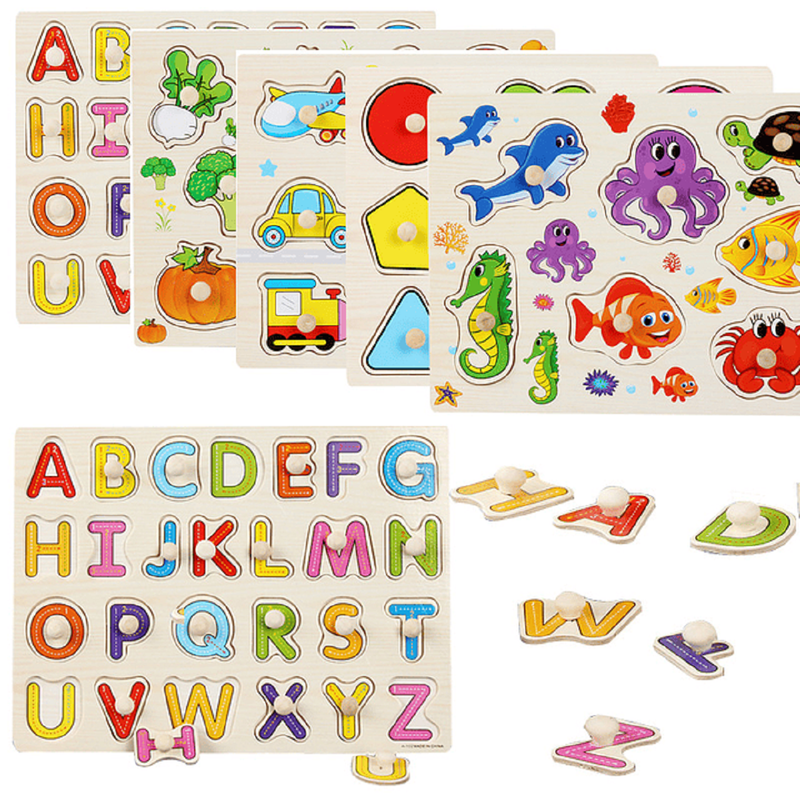 SET 4 ROMPECABEZA MADERA ZZKKO MULTICOLOR DESARROLLO COGNITIVO MOTRIZ NIÑO LA - 7