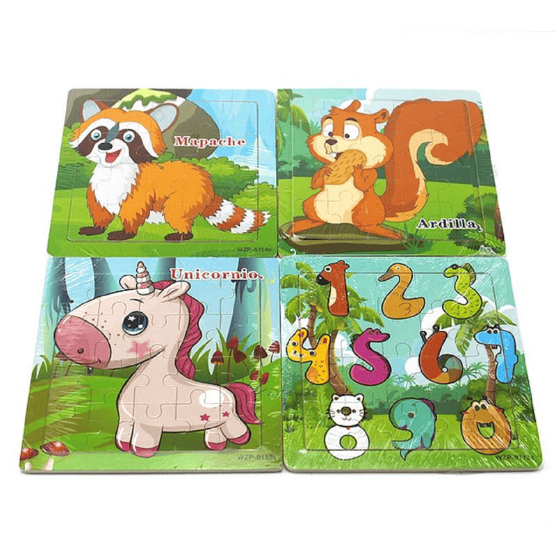 SET 12 ROMPECABEZAS ZZKKO MULTICOLOR MADERA ANIMAL DESARROLLO NIÑOS LAU - 2