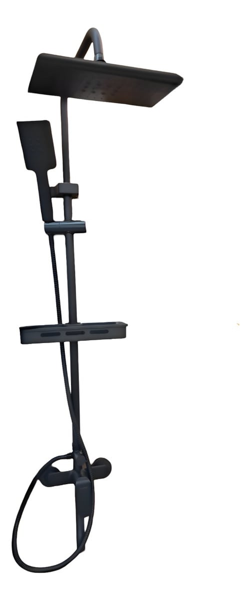 DUCHA COLUMNA MODERNA CUADRADO NEGRO MATE 3 FUNCIONES JHN - 1