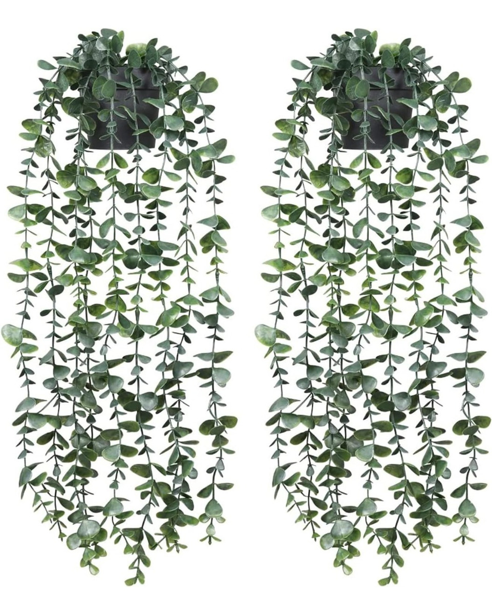 SET DE 2 PLANTA ARTIFICIAL MACETA COLGANTE VERDE PARED JHN - 2