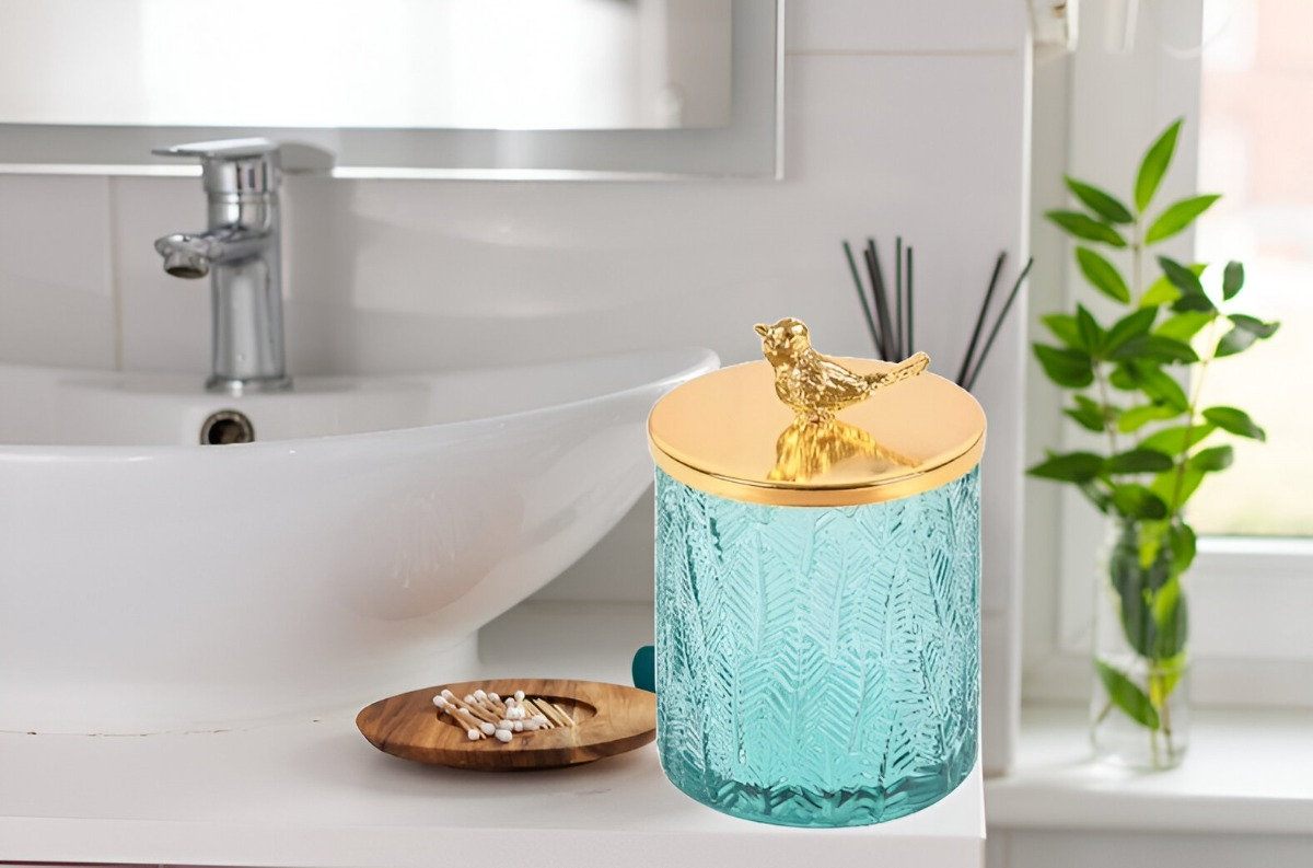 TARRO ALMACENAMIENTO DECORATIVO CRISTAL RELIEVE TAPA JHN - 5