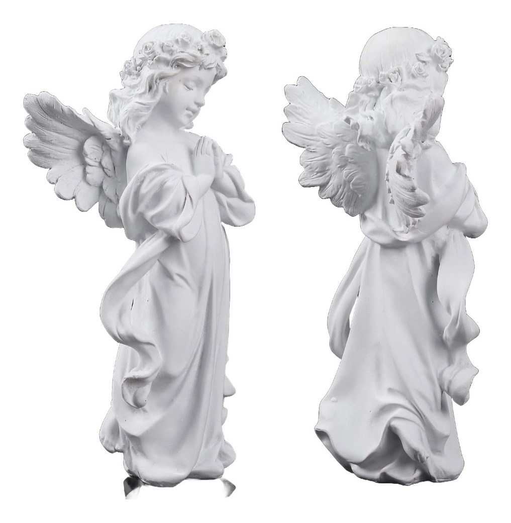 SET DE 2 ESTATUA ANGEL GUARDA REZANDO PIE JHN - 2