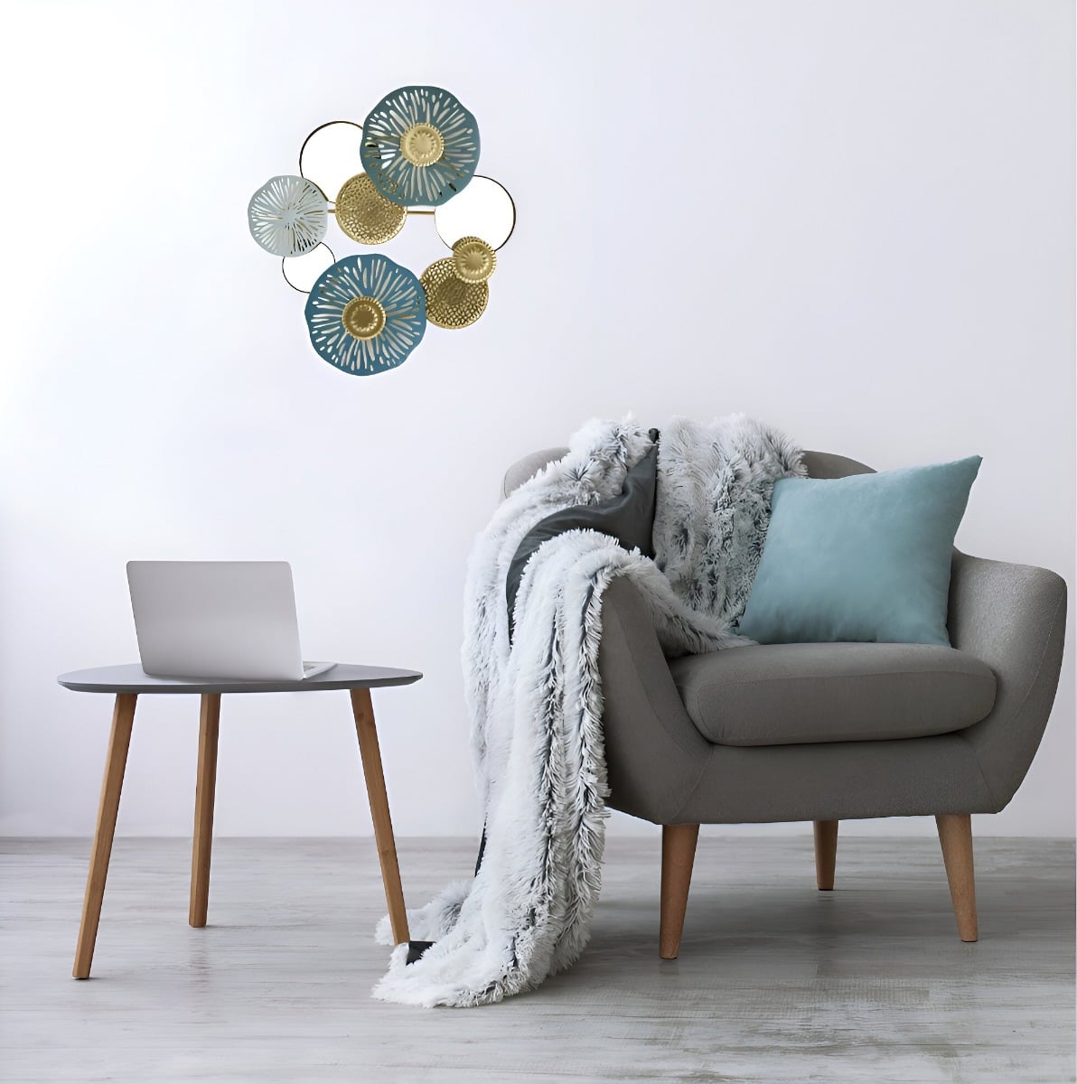 ESPEJO LOTO PARED HIERRO DECORACIÓN ELEGANTE JHN - 6