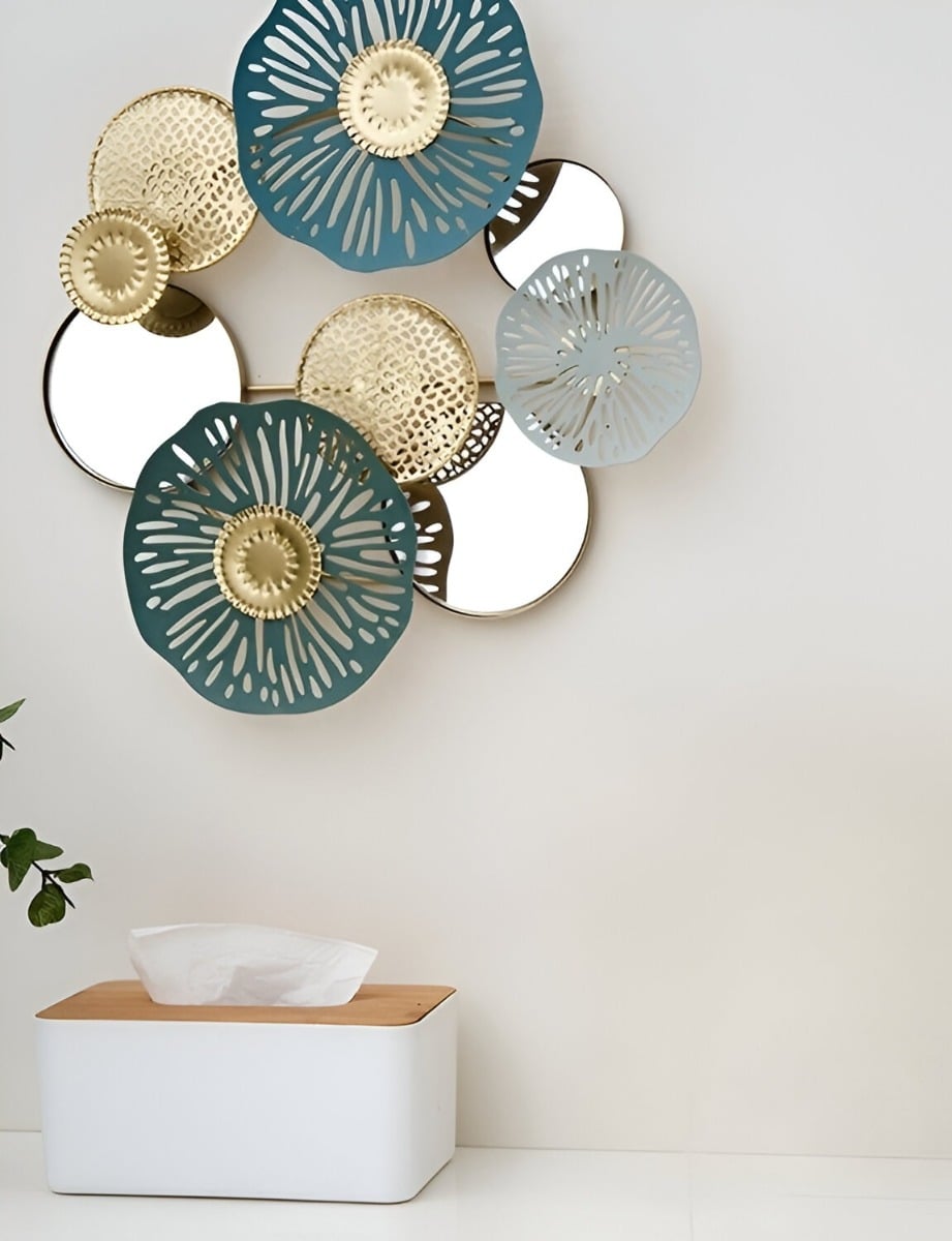 ESPEJO LOTO PARED HIERRO DECORACIÓN ELEGANTE JHN - 8
