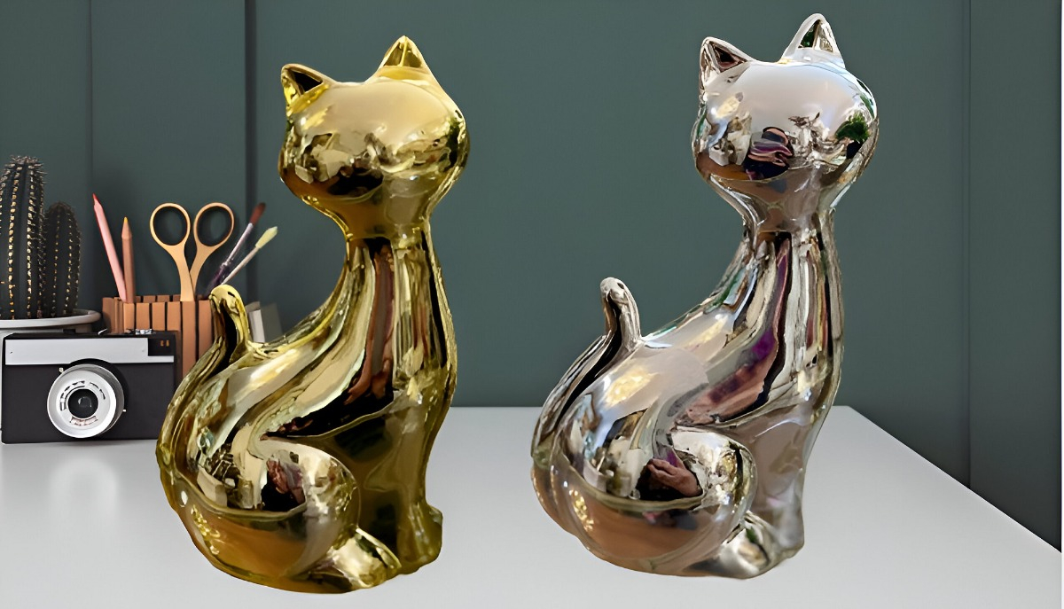 SET DE 2 ESTATUAS GATOS ADORNO MINIMALISTA DECORACIÓN JHN - 6