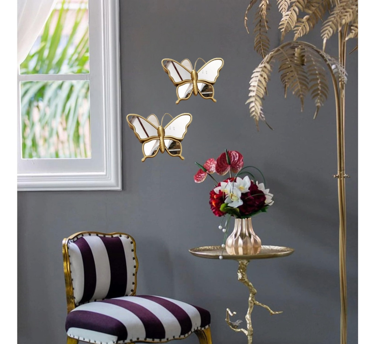 SET 3 ESPEJOS MARIPOSA DECORACIÓN GLAMOUR JHN DORADO - 4