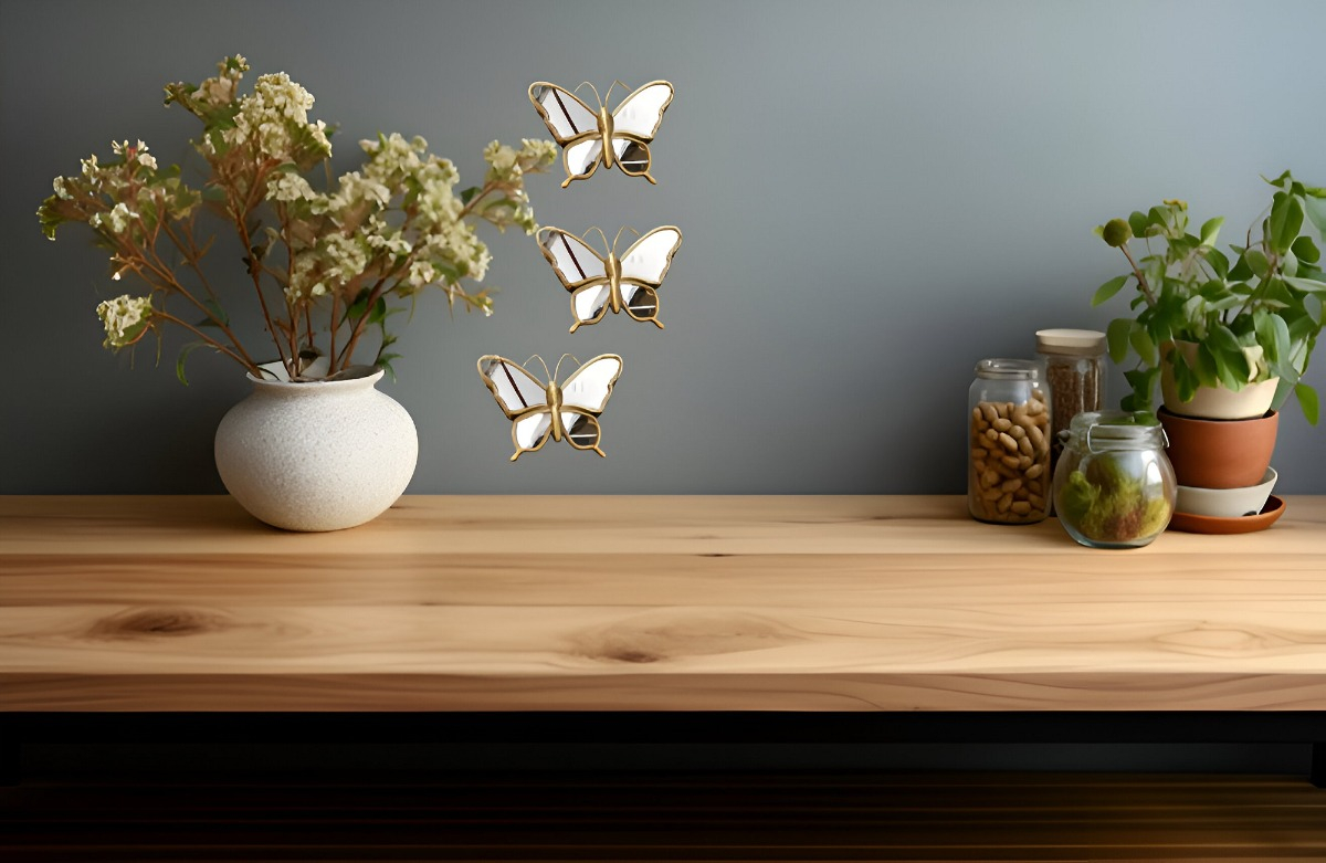 SET 3 ESPEJOS MARIPOSA DECORACIÓN GLAMOUR JHN DORADO - 7