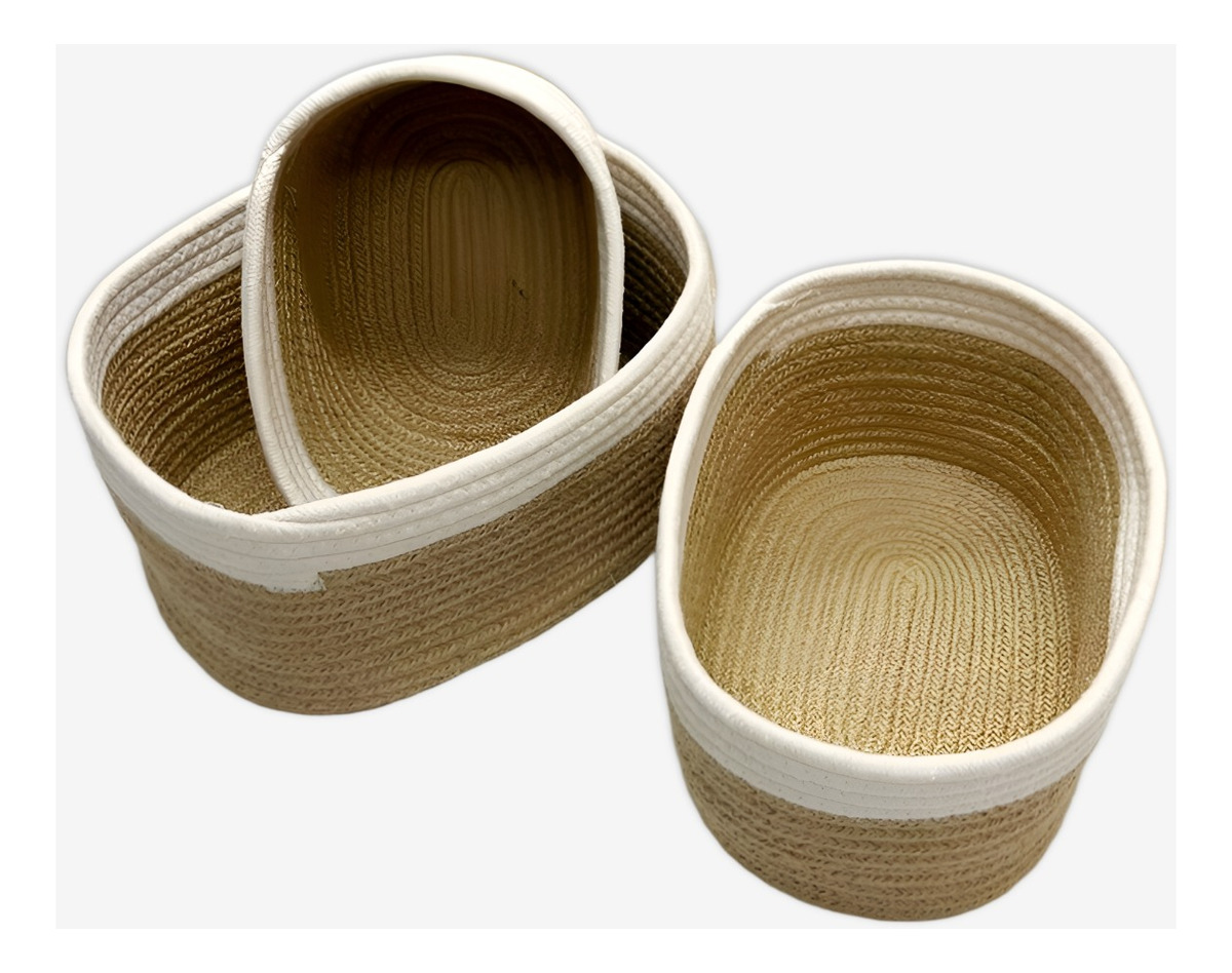 SET DE 3 CESTAS TEJIDAS CUERDA ALGODÓN DECORATIVAS JHN - 1