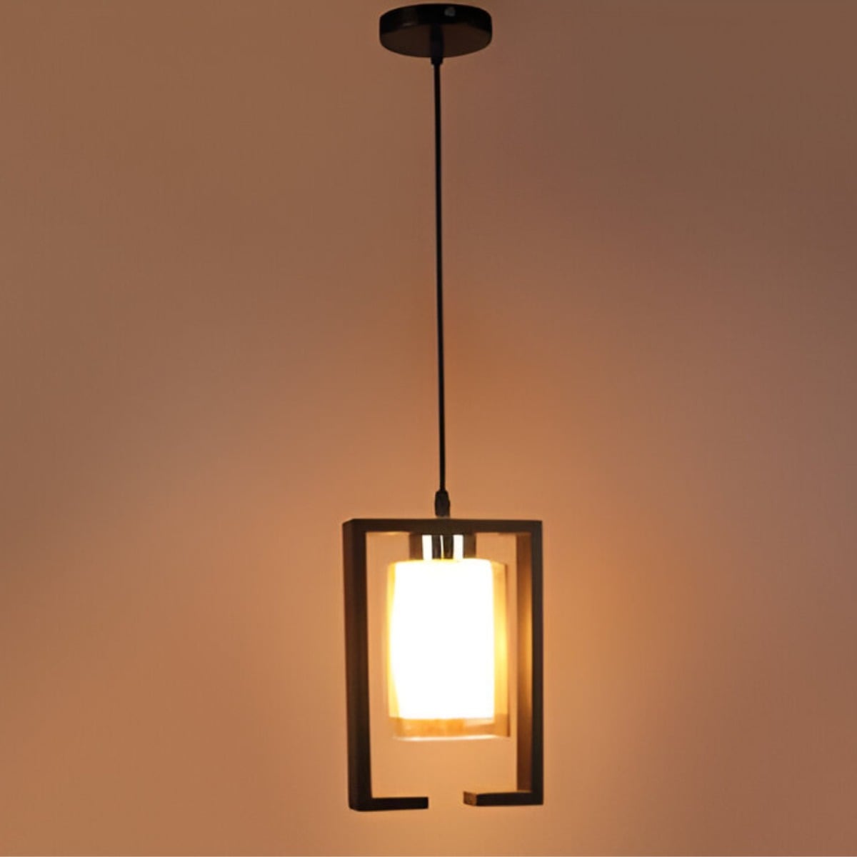 LÁMPARA COLGANTE TECHO DECORACIÓN ELEGANTE CUADRADA JHN NEGRO - 5