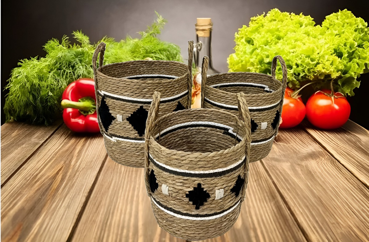 SET DE 3 CANASTOS DECORATIVOS YUTE CESTOS ÉTNICO JHN - 7