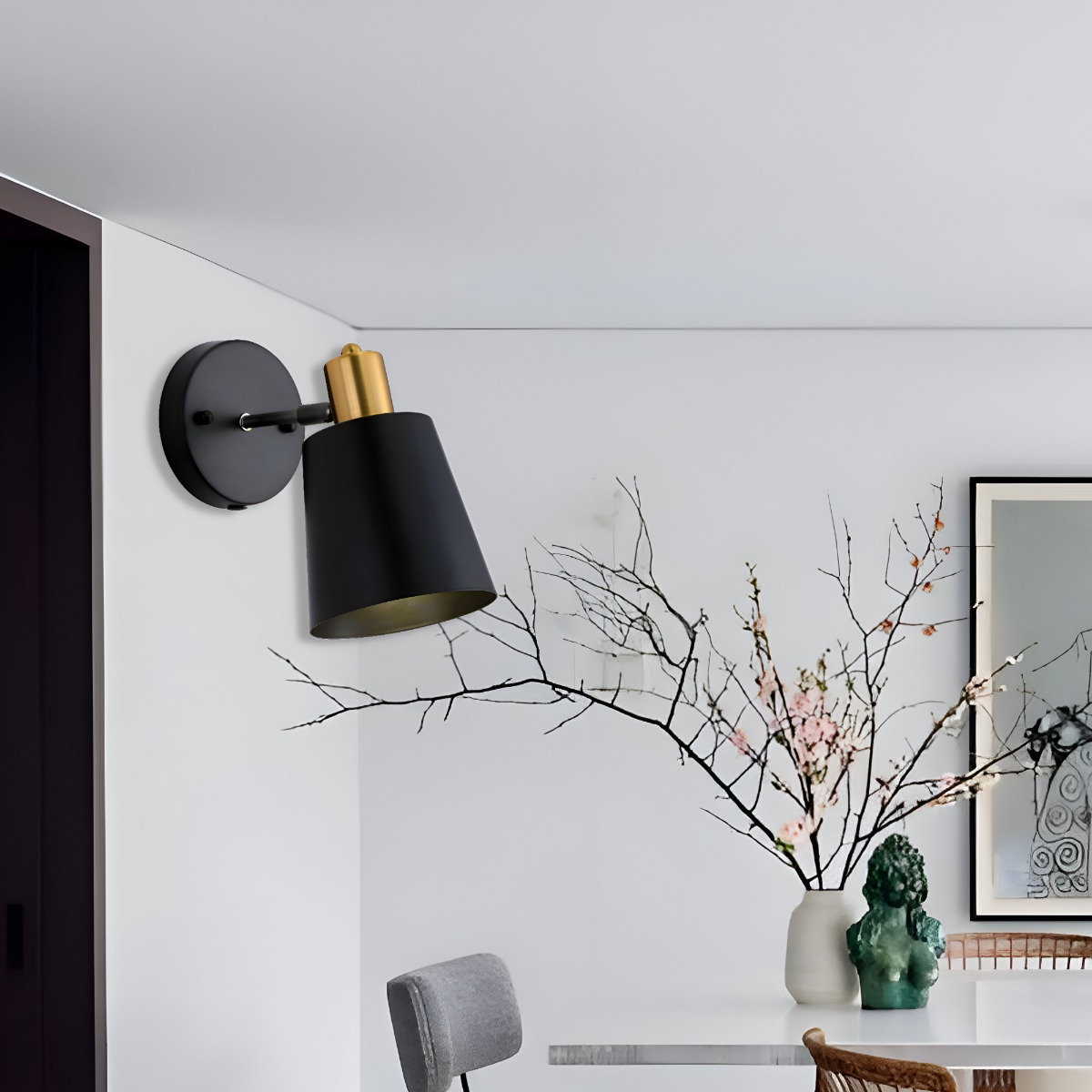 LÁMPARA PARED INDUSTRIAL VINTAGE METAL DORADO JHN NEGRO - 4