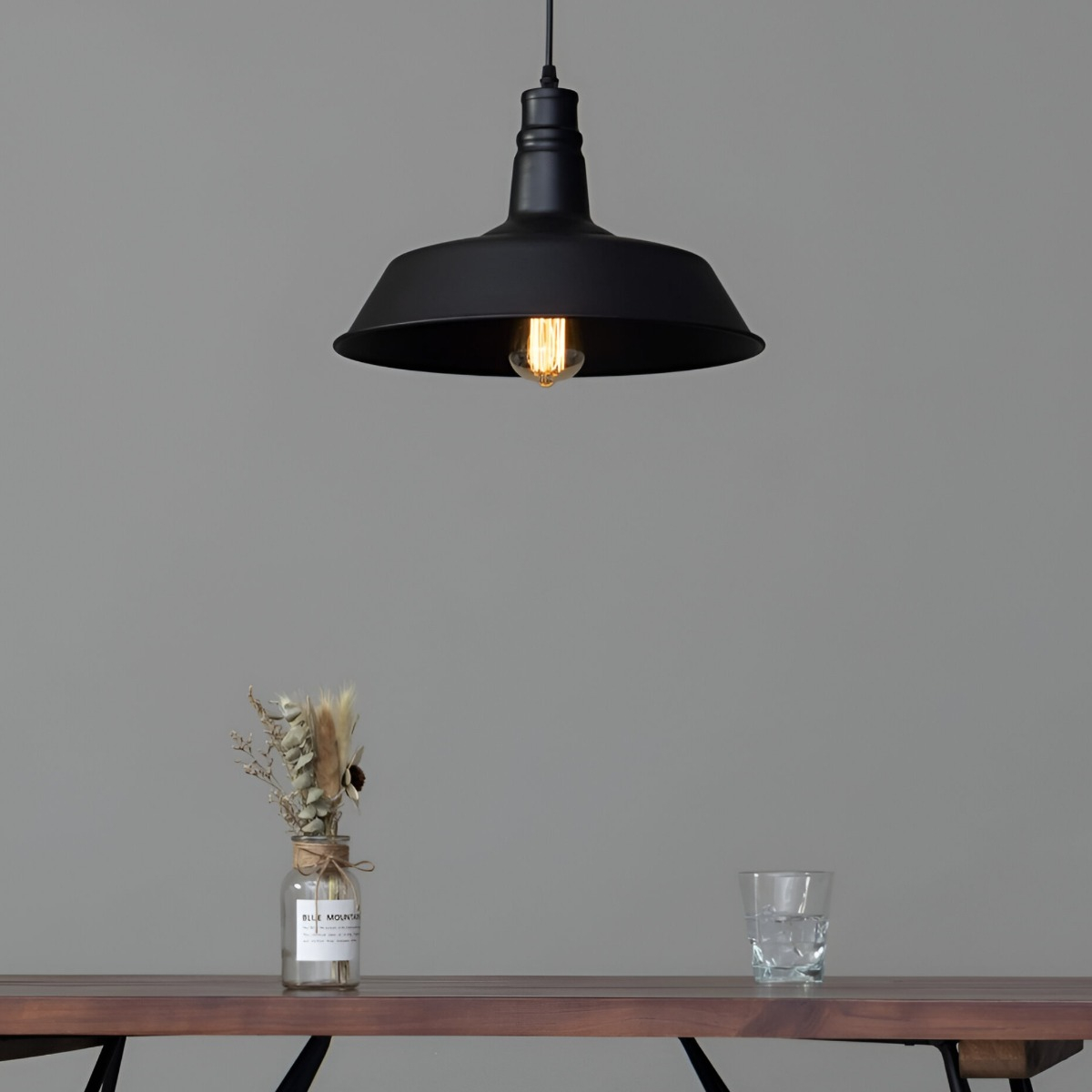 LÁMPARA TECHO COLGANTE METALICA INDUSTRIAL MODERNA JHN NEGRO - 9