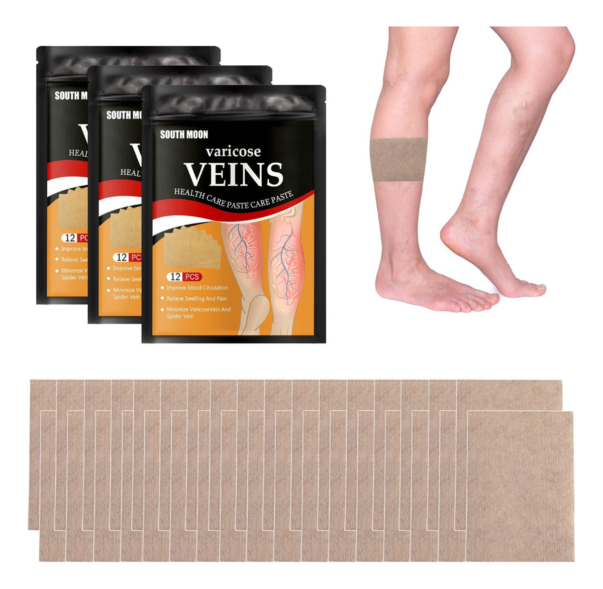 SET 10 PARCHES VARICES EXTRACTOS NATURAL PIERNA CANSADAS LAU - 5