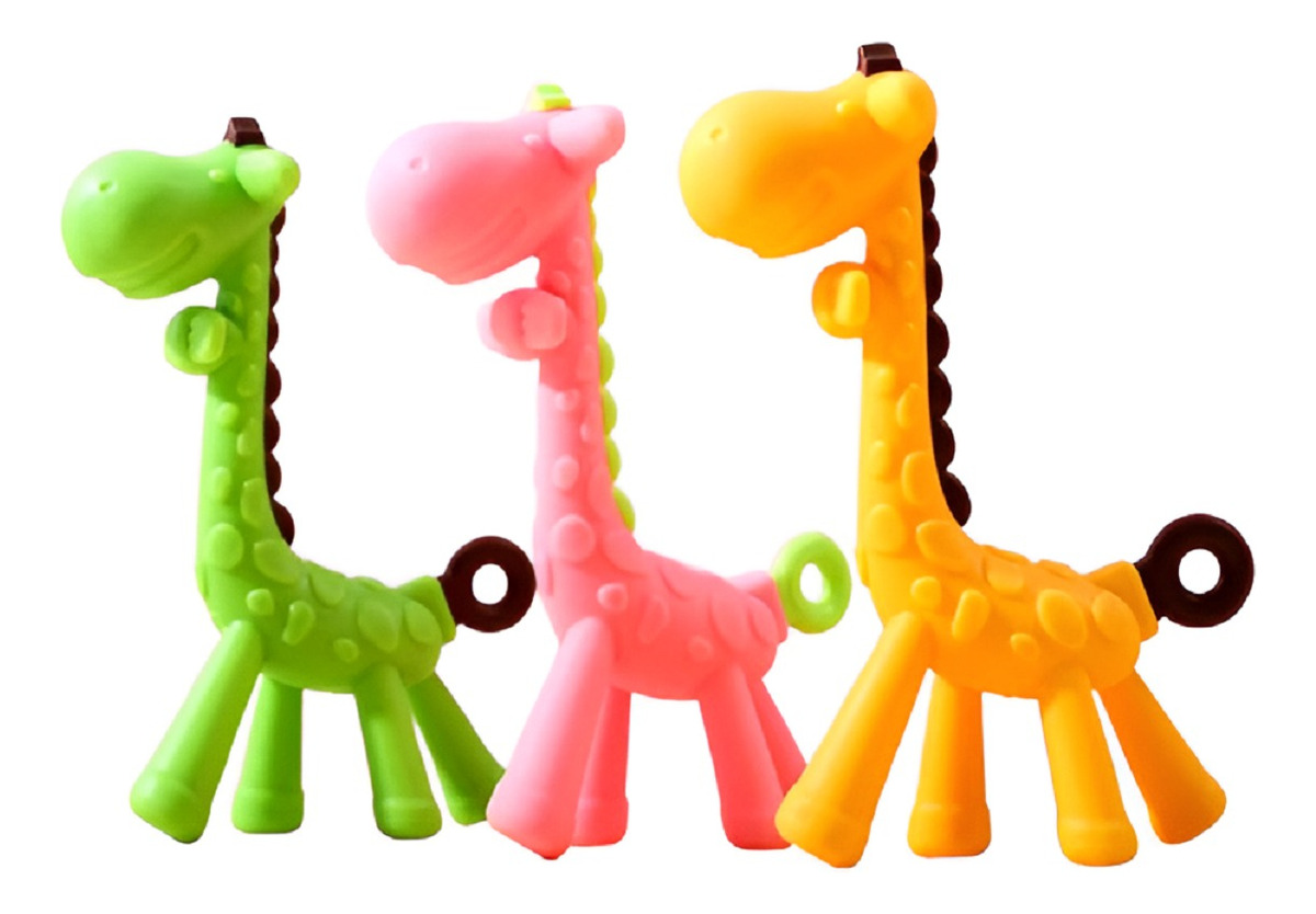 SET 3 MORDEDOR BEBÉ SILICONA JIRAFA JUGUETE JHN MULTICOLOR - 1