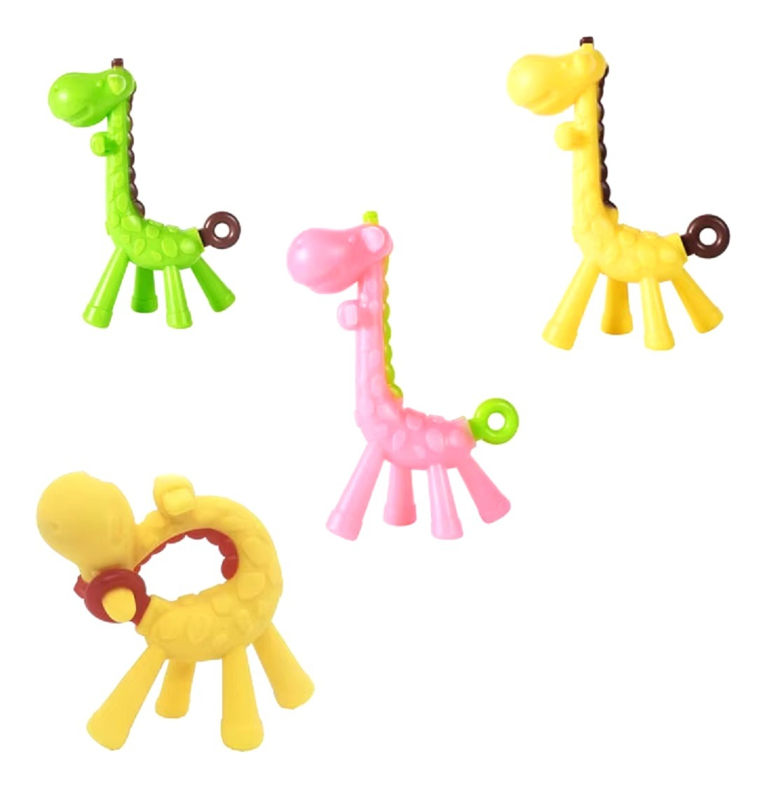 SET 3 MORDEDOR BEBÉ SILICONA JIRAFA JUGUETE JHN MULTICOLOR - 2