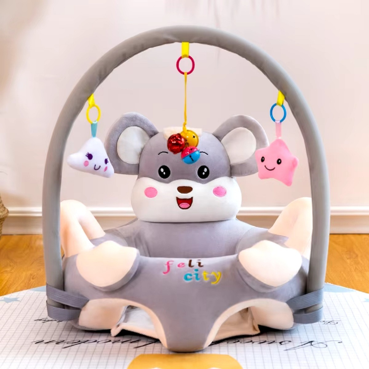COJÍN ASIENTO APOYO BEBÉ FELPA ANTICAÍDAS LAVABLE JHN MULTICOLOR - 5
