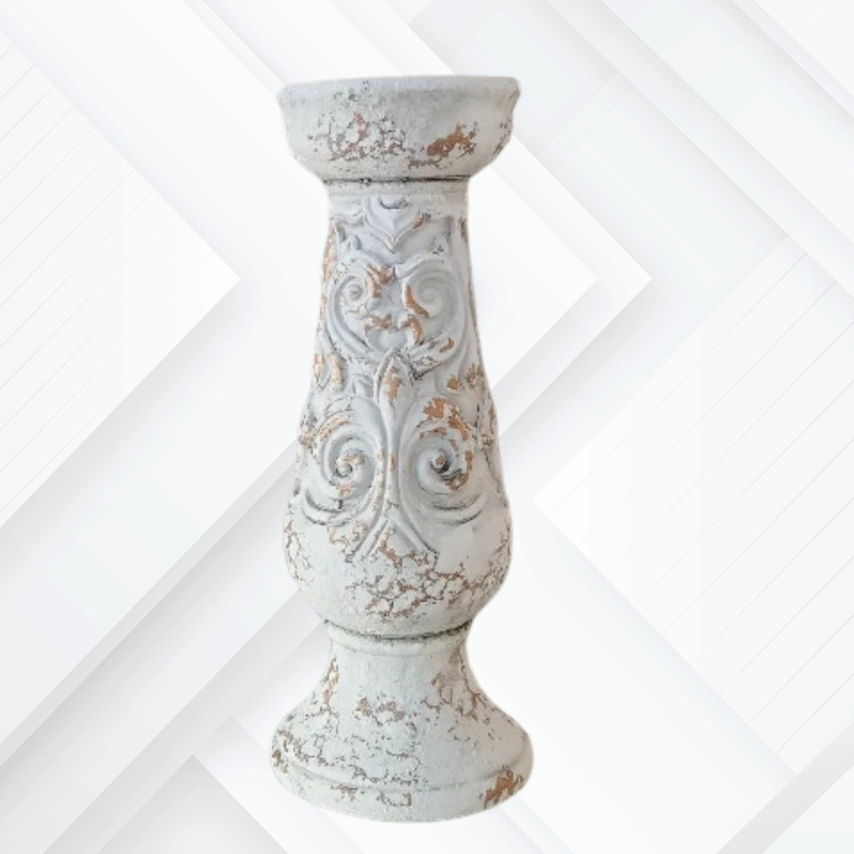 PEDESTAL DECORATIVO SOPORTE CERÁMICA ENVEJECIDO 30CM JHN - 7