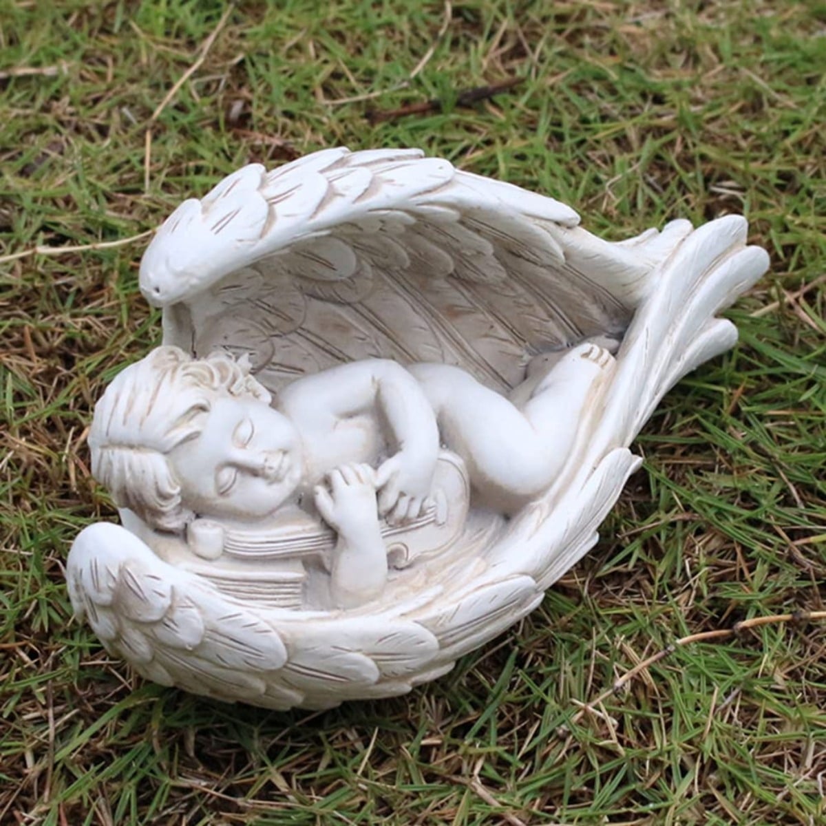 SET DE 2 ESTATUA DECORATIVA ÁNGEL DURMIENDO QUERUBÍN JHN - 9