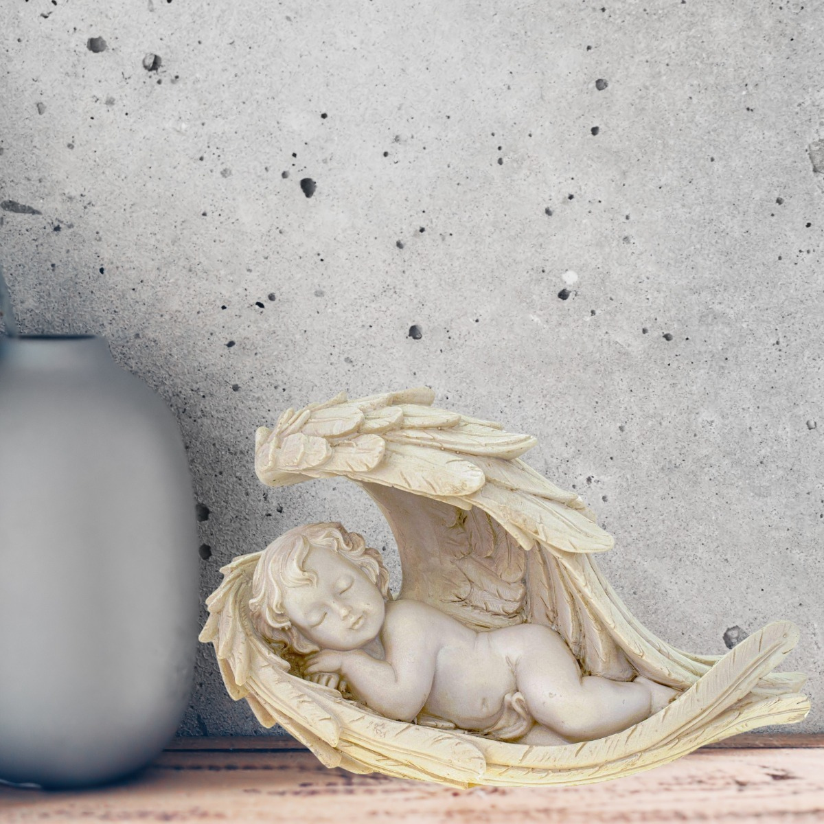 SET DE 2 ESTATUA DECORATIVA ÁNGEL DURMIENDO QUERUBÍN JHN - 10