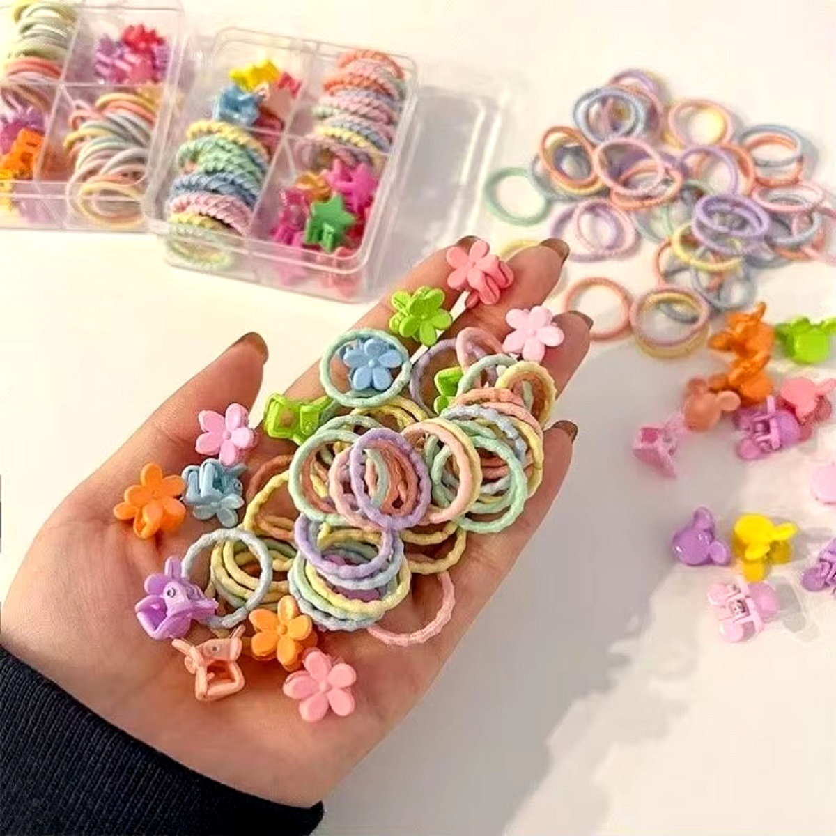 SET MULTICOLOR DE 5 PACK GOMAS PINZAS ELÁSTICAS NIÑAS COLETEROS JHN - 4