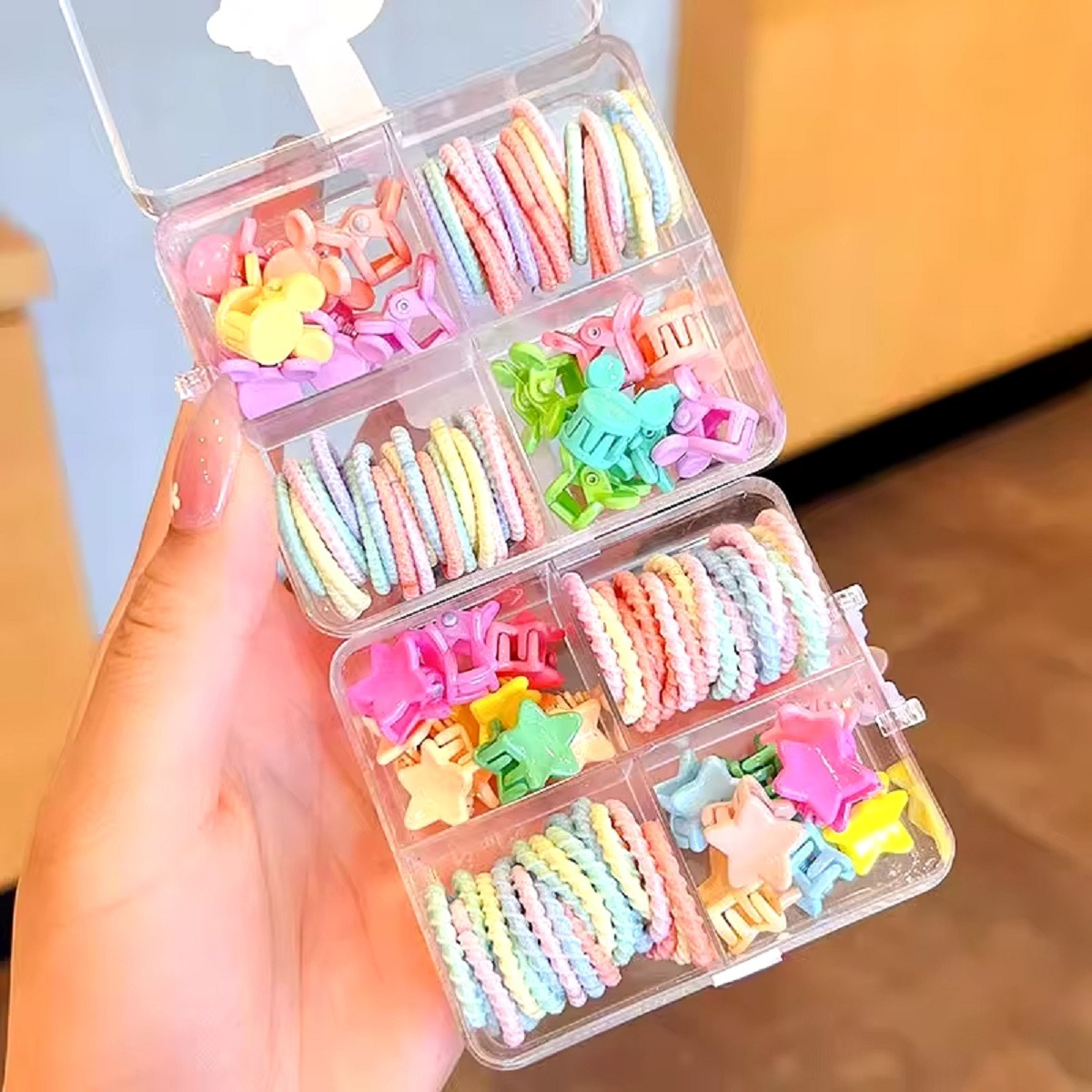 SET MULTICOLOR DE 5 PACK GOMAS PINZAS ELÁSTICAS NIÑAS COLETEROS JHN - 5