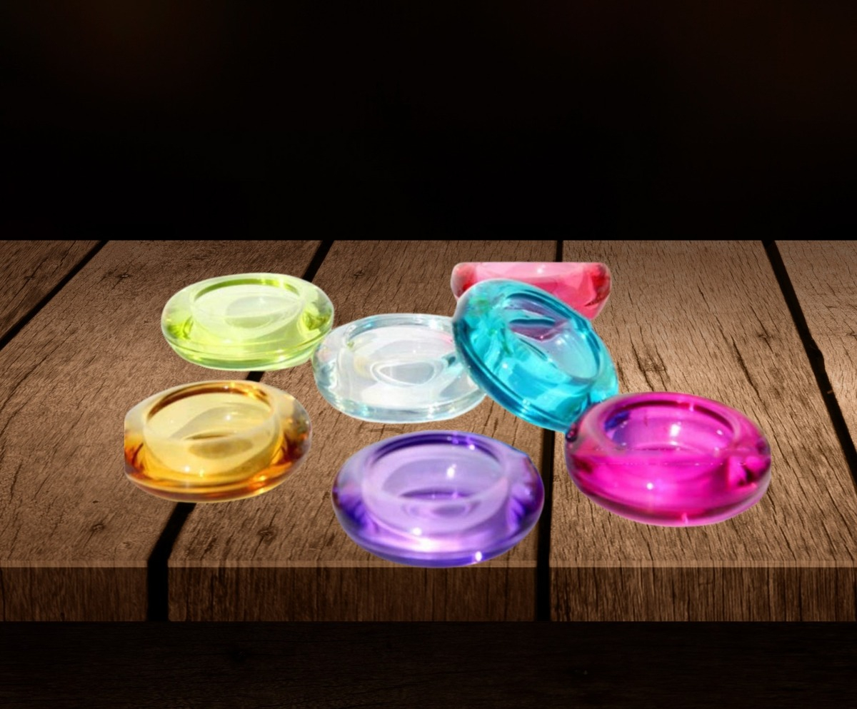 SET DE 7 PORTAVELAS DECORATIVO CRISTAL COLORES VIBRANTE JHN - 6