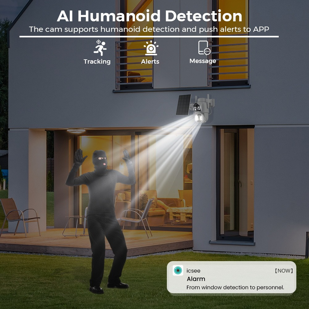 CÁMARA SEGURIDAD SC CAMARA SEGURIDAD SOLAR INTELIGENTE IR WI-FI JARDIN HOGAR LAU - 8